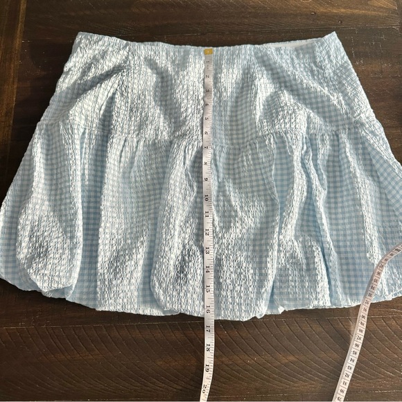 Nordstrom BP. Blue White Gingham Mini Bubble Skirt Size L Coquette Cottagecore - Picture 6 of 9